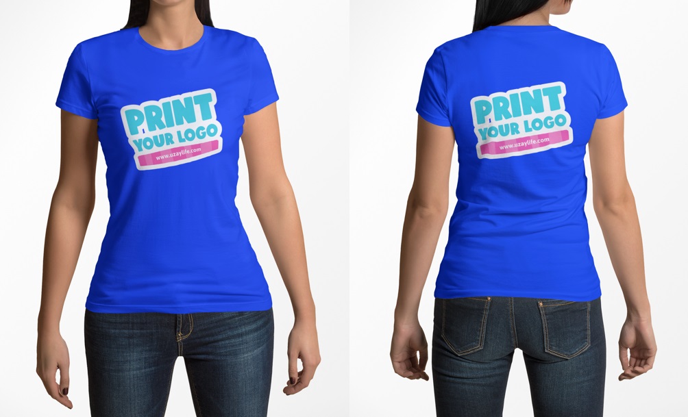Kurzarm T-Shirt mit Rundhalsausschnitt für Damen - Blau