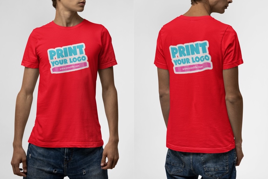 Kurzarm T-Shirt mit Rundhalsausschnitt für Herren - Rot