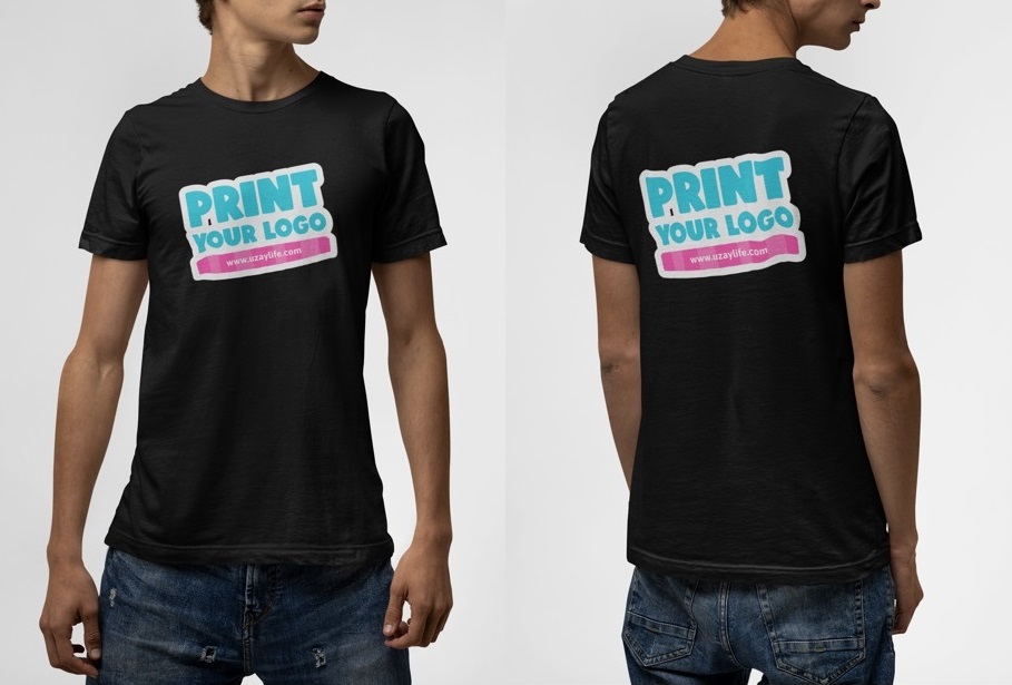 Kurzarm T-Shirt mit Rundhalsausschnitt für Herren - Schwarz