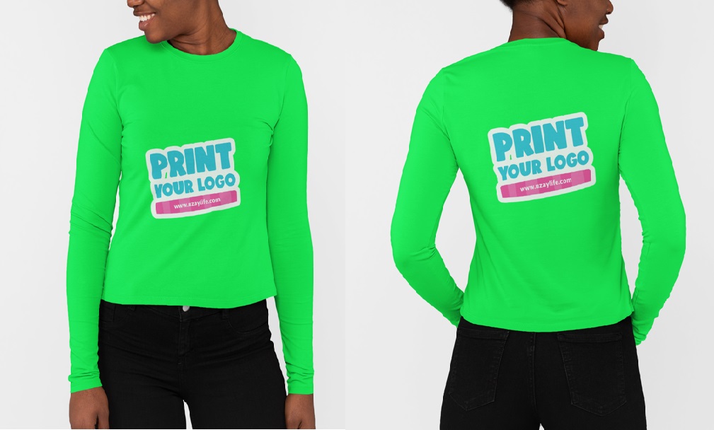 Langarm Rundhals T-Shirt für Damen - Grün