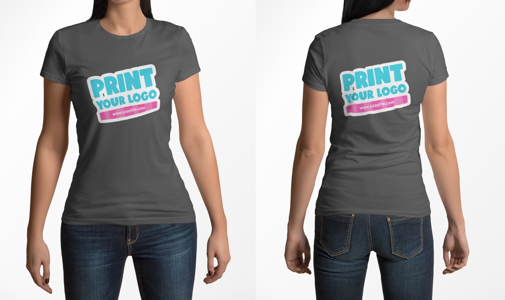 Kurzarm T-Shirt mit Rundhalsausschnitt für Damen - Grau