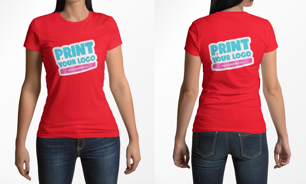 Kurzarm T-Shirt mit Rundhalsausschnitt für Damen - Rot