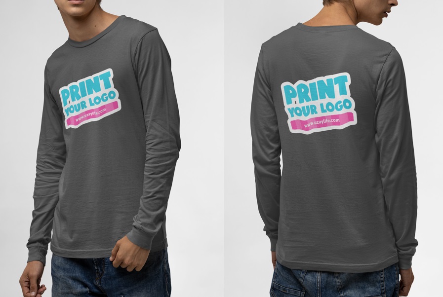 T-Shirt mit Rundhalsausschnitt und langen Ärmeln Für Herren - Grau