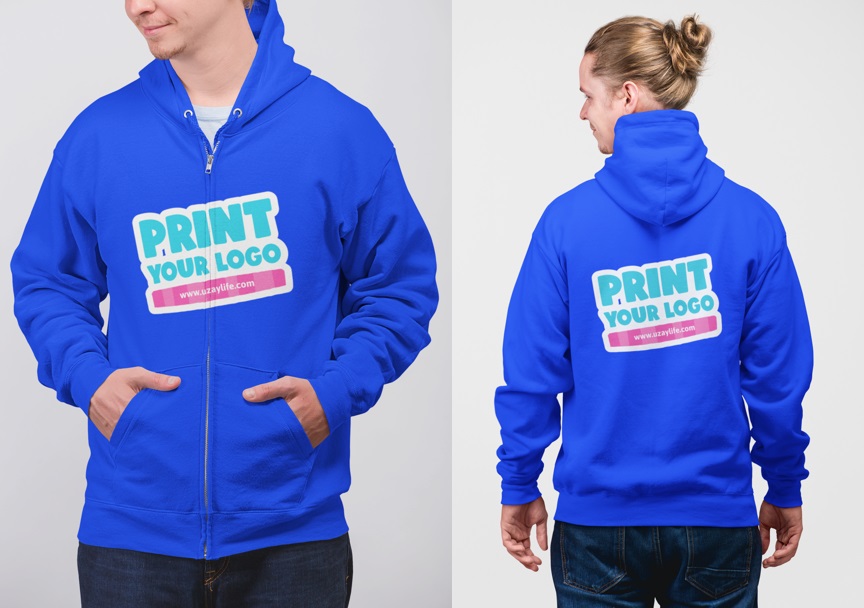 Fleece Hoodie mit Reißverschluss Für Herren - Blau