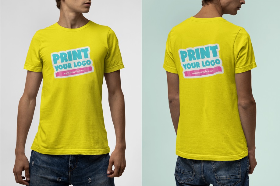 Kurzarm T-Shirt mit Rundhalsausschnitt für Herren - Gelb