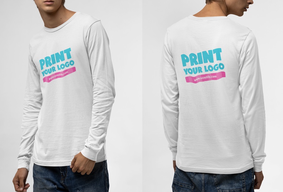 T-Shirt mit Rundhalsausschnitt und langen Ärmeln Für Herren - Weiß