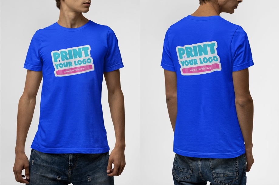 Kurzarm T-Shirt mit Rundhalsausschnitt für Herren - Blau