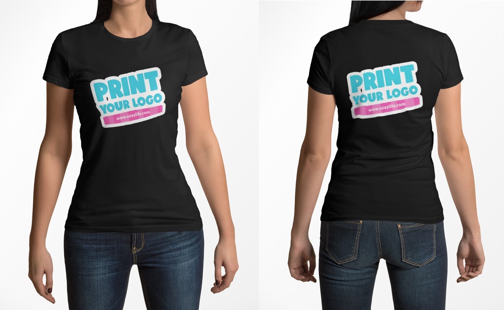 Kurzarm T-Shirt mit Rundhalsausschnitt für Damen - Schwarz