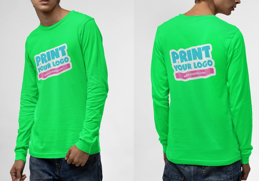 T-Shirt mit Rundhalsausschnitt und langen Ärmeln Für Herren - Grün